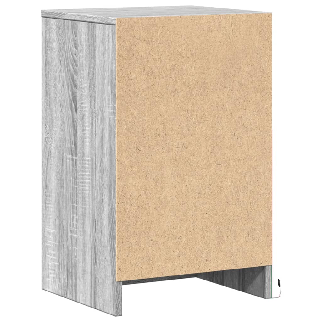 Nachtkastje met LED-verlichting bewerkt hout grijs sonoma is nu te koop bij PeponiXL, paradijselijk wonen!