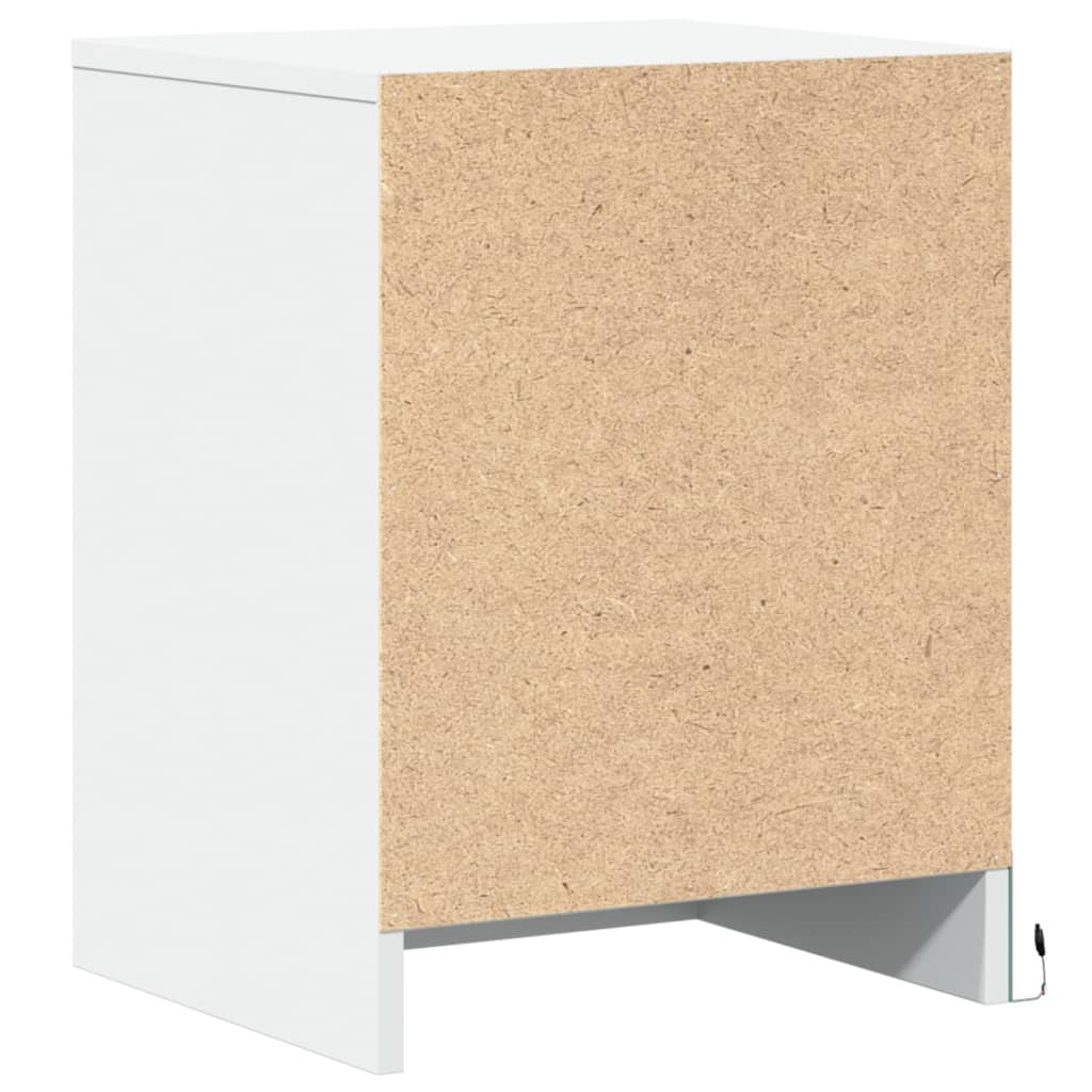 Nachtkastje met LED-verlichting bewerkt hout wit is nu te koop bij PeponiXL, paradijselijk wonen!