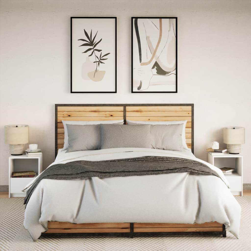 Nachtkastjes met LED-verlichting 2 st bewerkt hout wit is nu te koop bij PeponiXL, paradijselijk wonen!