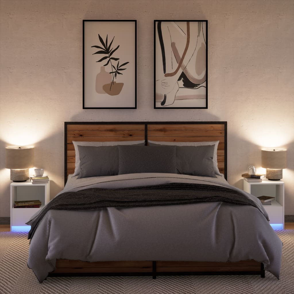 Nachtkastjes met LED-verlichting 2 st bewerkt hout wit is nu te koop bij PeponiXL, paradijselijk wonen!