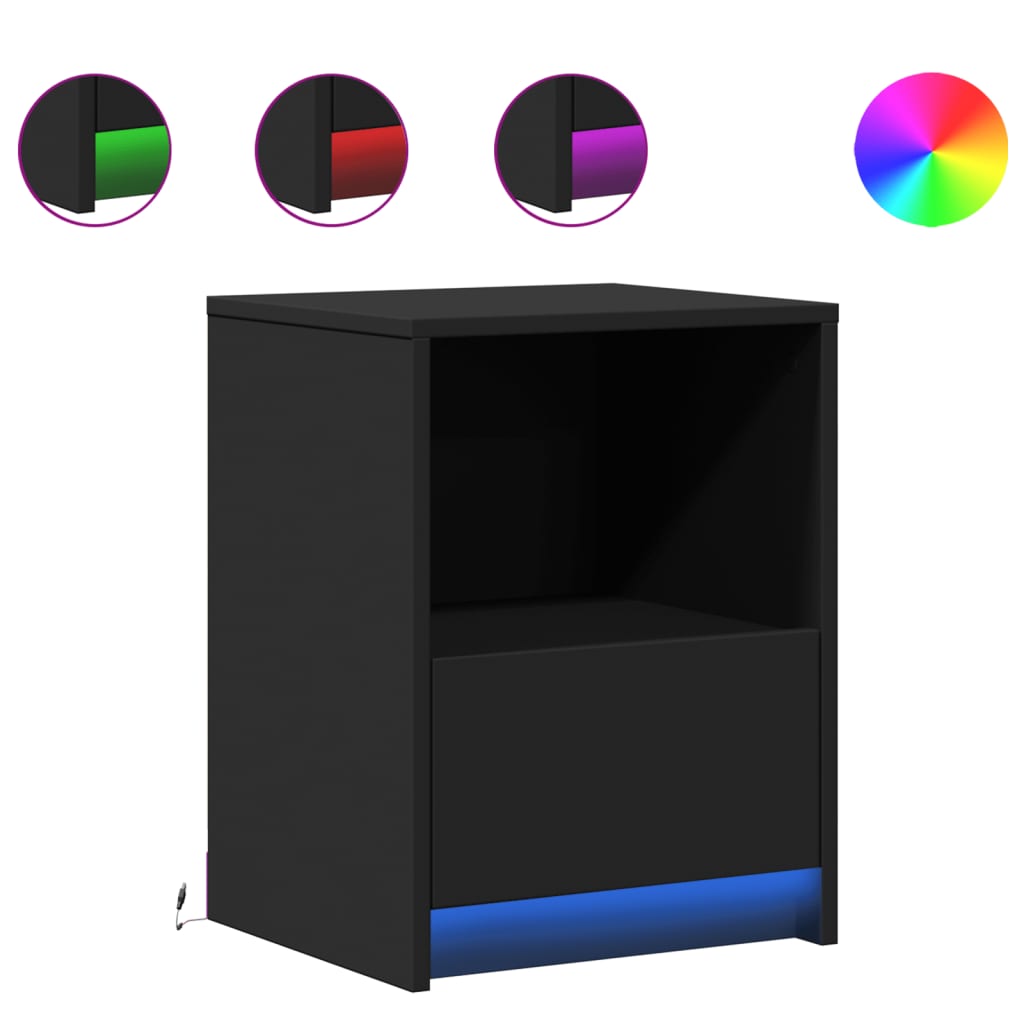 Nachtkastjes met LED-verlichting 2 st bewerkt hout zwart is nu te koop bij PeponiXL, paradijselijk wonen!