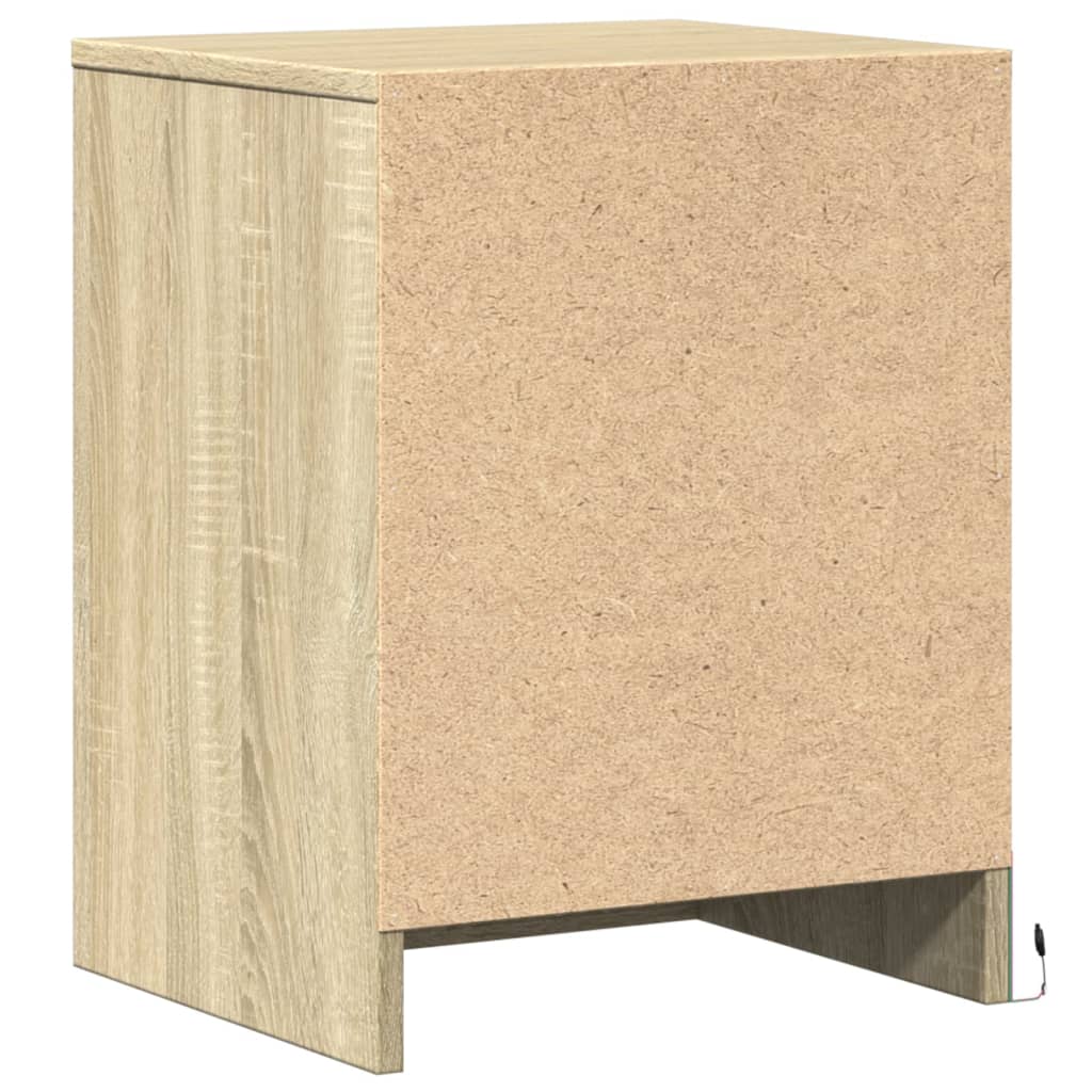 Nachtkastje met LED-verlichting bewerkt hout sonoma eikenkleur is nu te koop bij PeponiXL, paradijselijk wonen!