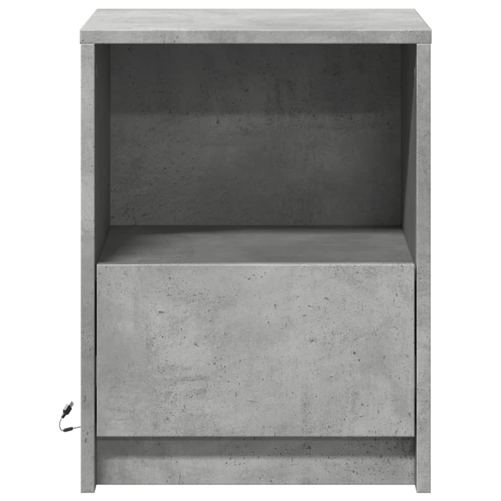 Nachtkastjes met LED-verlichting 2 st bewerkt hout betongrijs is nu te koop bij PeponiXL, paradijselijk wonen!