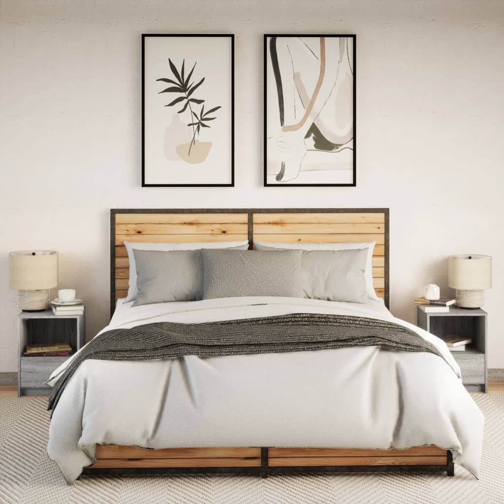 Nachtkastjes met LED-verlichting 2 st bewerkt hout grijs sonoma is nu te koop bij PeponiXL, paradijselijk wonen!