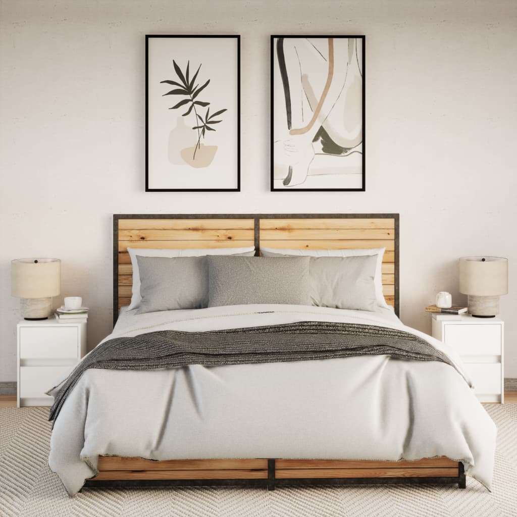 Nachtkastjes met LED-verlichting 2 st bewerkt hout wit is nu te koop bij PeponiXL, paradijselijk wonen!