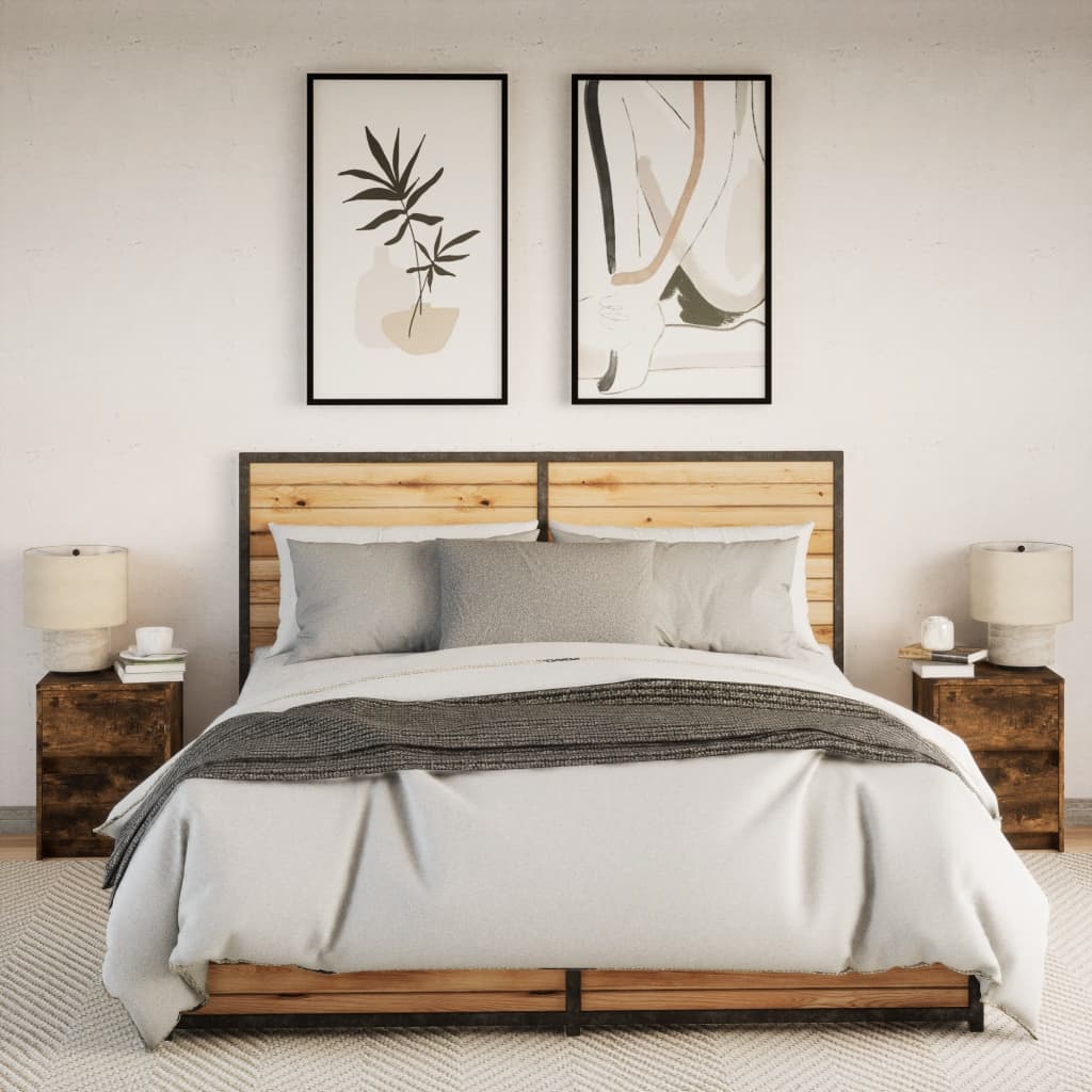 Nachtkastjes met LED 2 st bewerkt hout gerookt eikenkleurig is nu te koop bij PeponiXL, paradijselijk wonen!