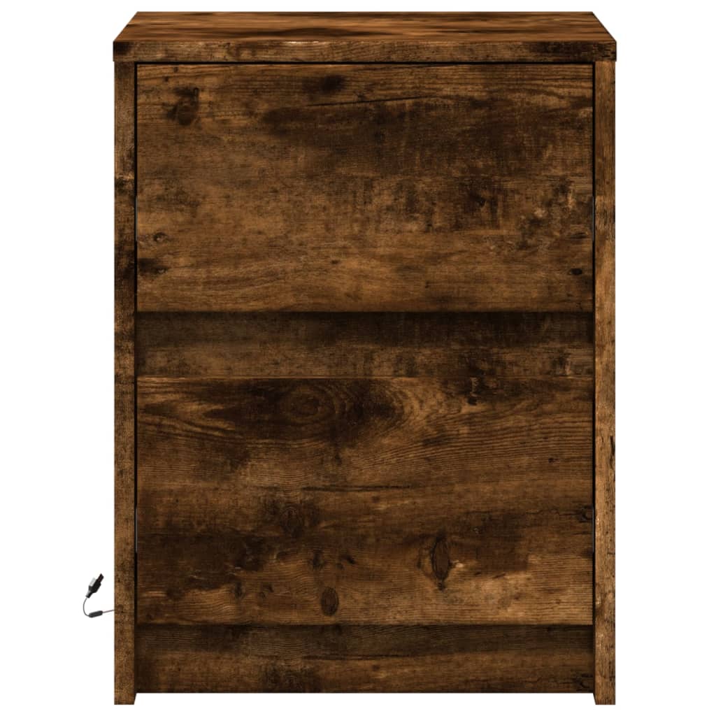 Nachtkastjes met LED 2 st bewerkt hout gerookt eikenkleurig is nu te koop bij PeponiXL, paradijselijk wonen!