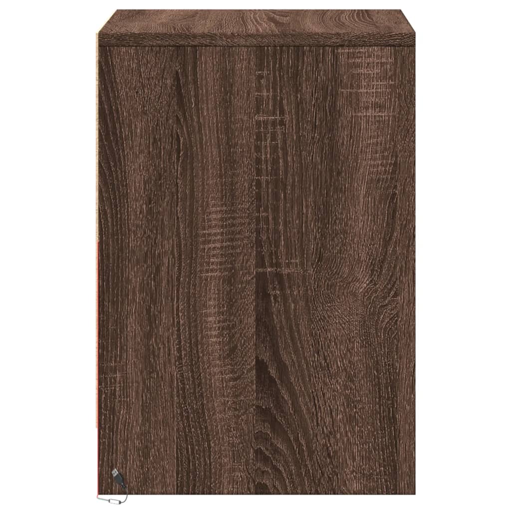 Nachtkastjes met LED 2 st bewerkt hout bruin eikenkleur is nu te koop bij PeponiXL, paradijselijk wonen!