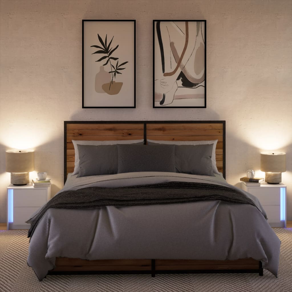 Nachtkastjes met LED-verlichting 2 st bewerkt hout wit is nu te koop bij PeponiXL, paradijselijk wonen!