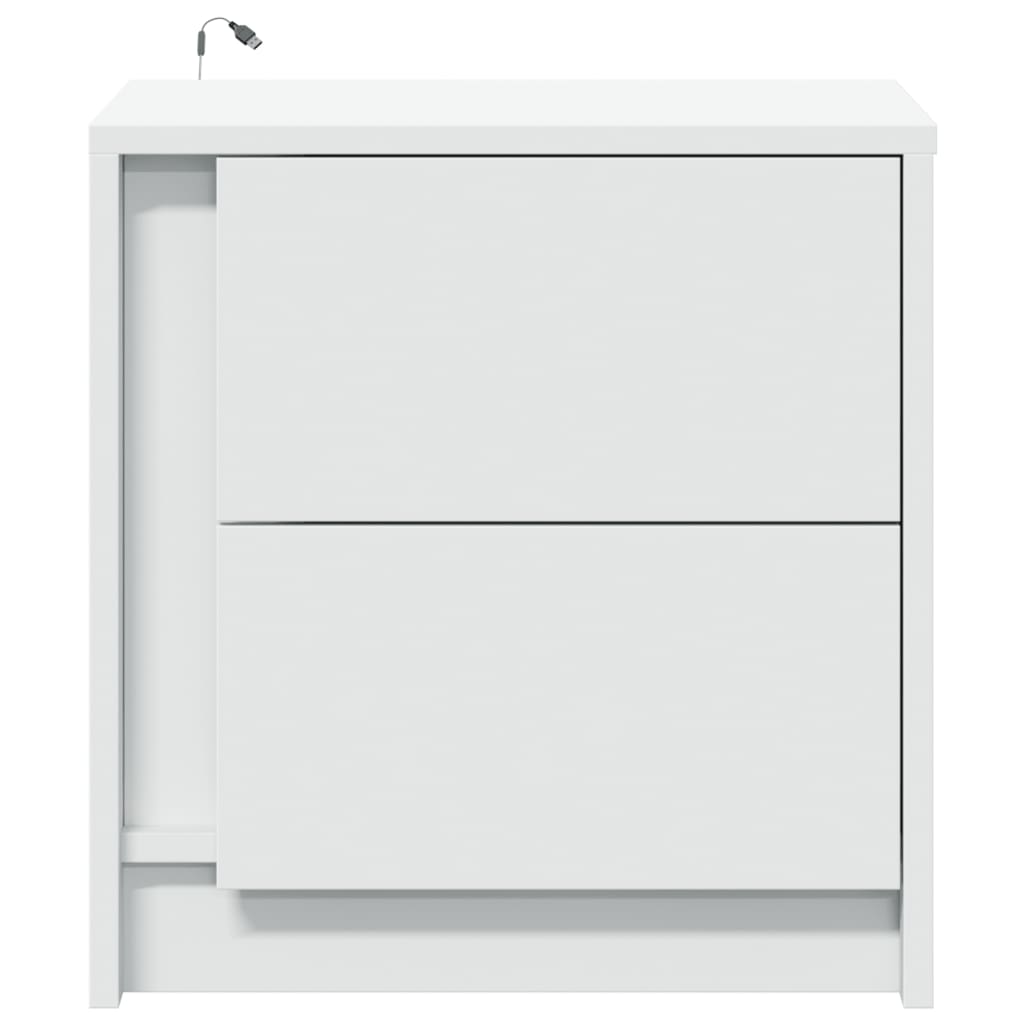 Nachtkastjes met LED-verlichting 2 st bewerkt hout wit is nu te koop bij PeponiXL, paradijselijk wonen!