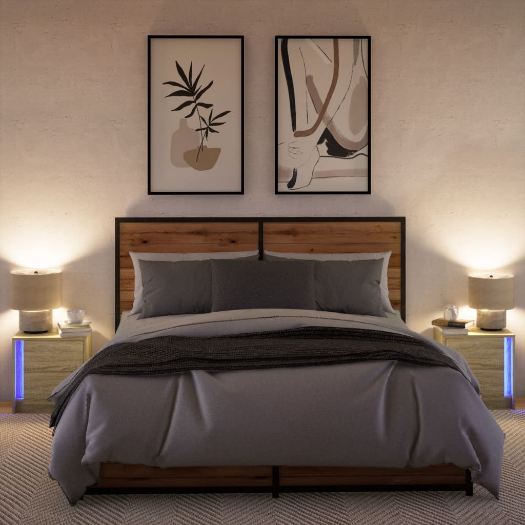 Nachtkastjes met LED-verlichting 2 st bewerkt hout sonoma eiken is nu te koop bij PeponiXL, paradijselijk wonen!