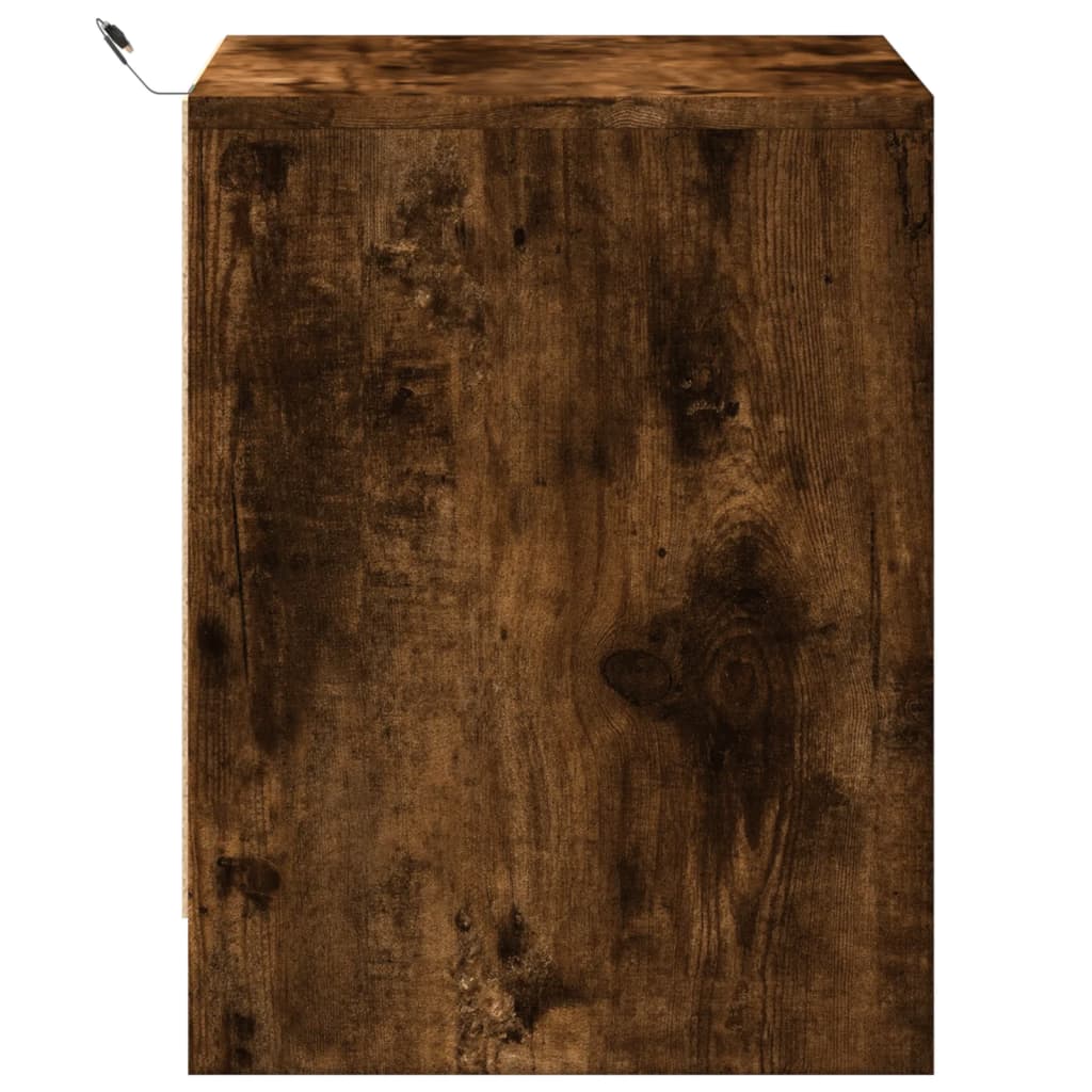 Nachtkastjes met LED 2 st bewerkt hout gerookt eikenkleurig is nu te koop bij PeponiXL, paradijselijk wonen!