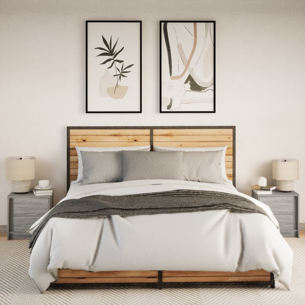 Nachtkastjes met LED-verlichting 2 st bewerkt hout grijs sonoma is nu te koop bij PeponiXL, paradijselijk wonen!