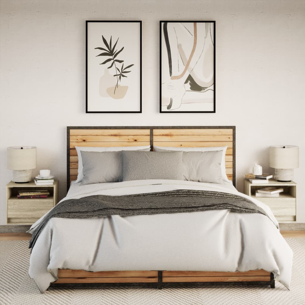 Nachtkastjes met LED wandgemonteerd 2 st sonoma eikenkleurig is nu te koop bij PeponiXL, paradijselijk wonen!