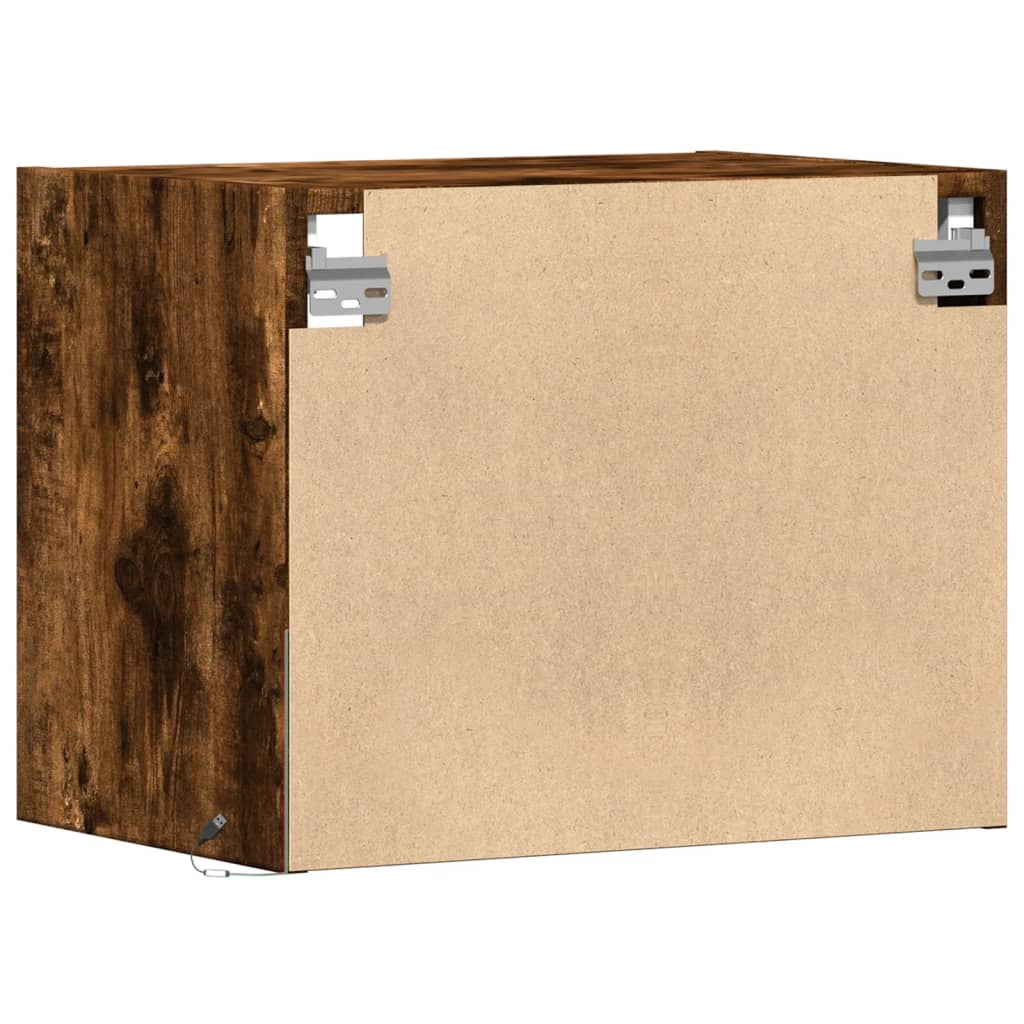 Nachtkastje met LED's wandgemonteerd gerookt eikenkleurig is nu te koop bij PeponiXL, paradijselijk wonen!