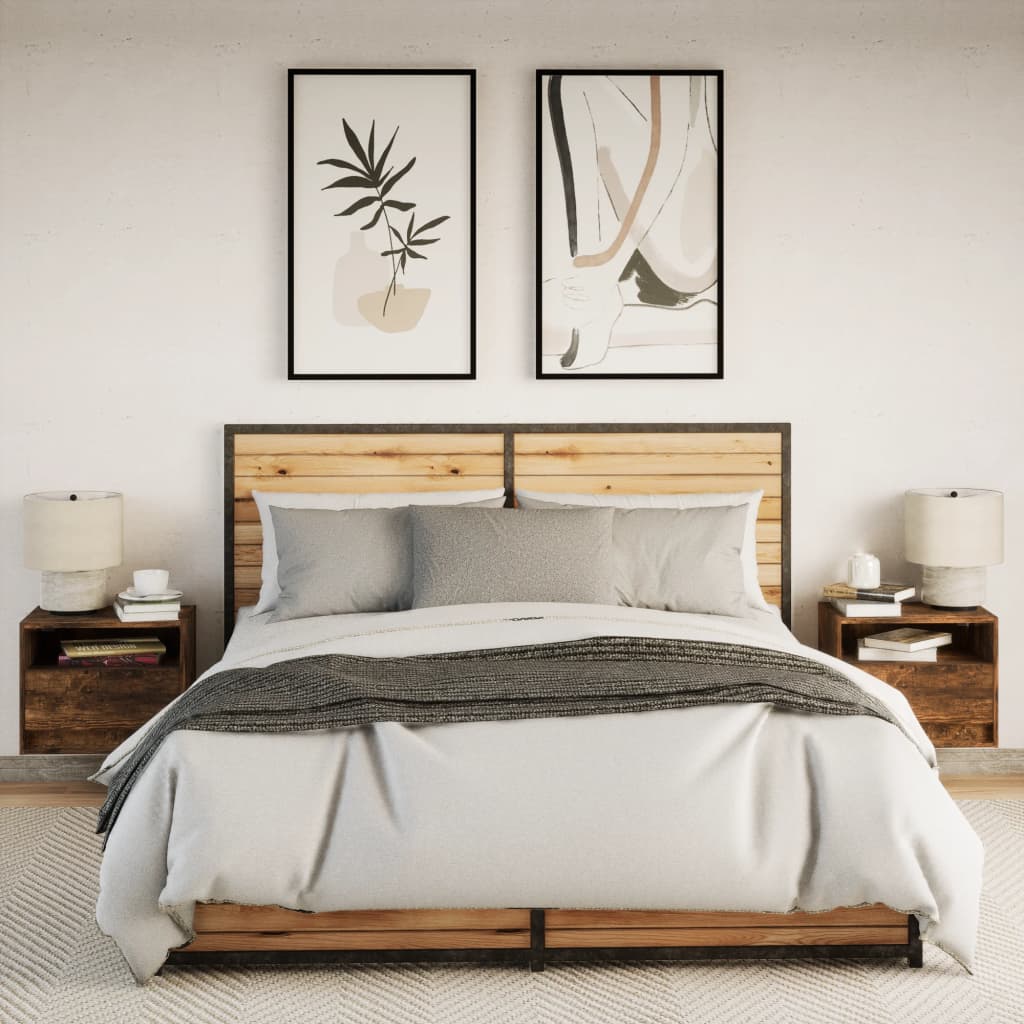 Nachtkastjes met LED's 2 st wandgemonteerd gerookt eikenkleurig is nu te koop bij PeponiXL, paradijselijk wonen!