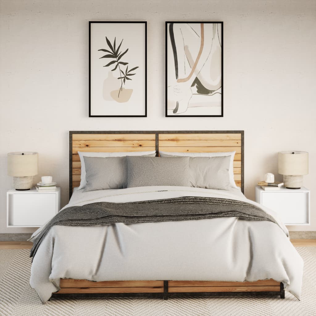 Nachtkastjes met LED's 2 st wandgemonteerd wit is nu te koop bij PeponiXL, paradijselijk wonen!