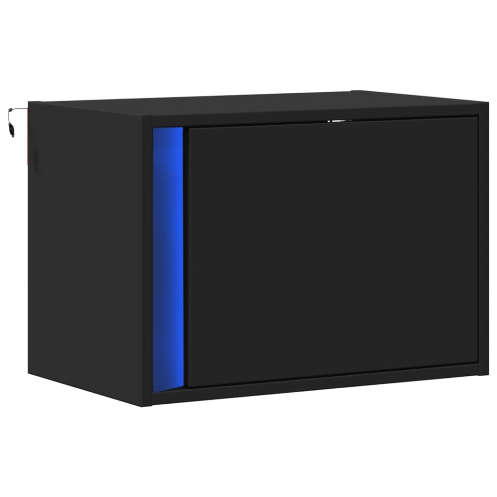 Nachtkastje met LED's wandgemonteerd zwart is nu te koop bij PeponiXL, paradijselijk wonen!