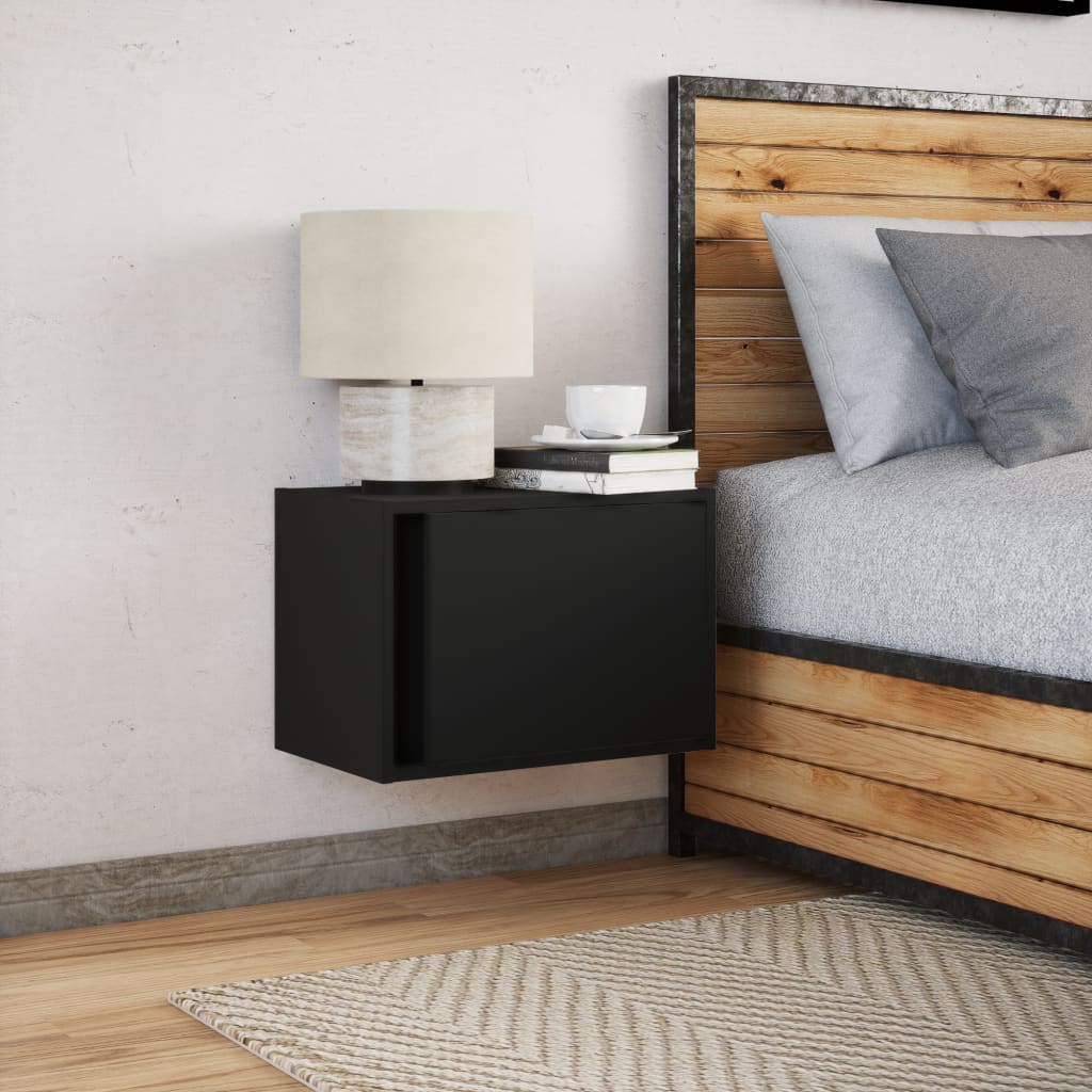 Nachtkastje met LED's wandgemonteerd zwart is nu te koop bij PeponiXL, paradijselijk wonen!