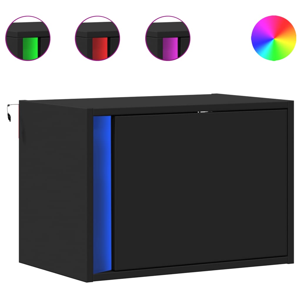 Nachtkastjes met LED's 2 st wandgemonteerd zwart is nu te koop bij PeponiXL, paradijselijk wonen!