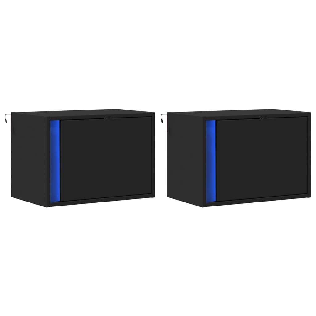 Nachtkastjes met LED's 2 st wandgemonteerd zwart is nu te koop bij PeponiXL, paradijselijk wonen!