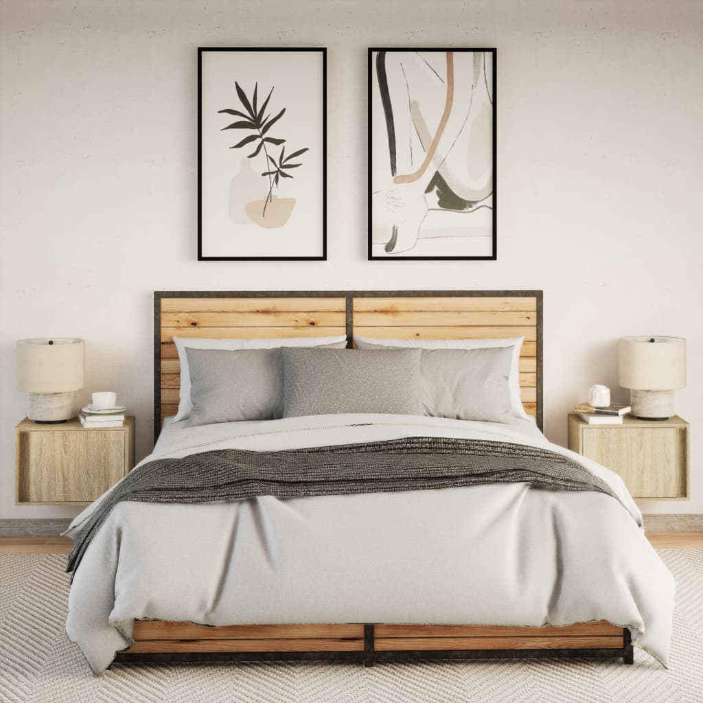 Nachtkastjes met LED wandgemonteerd 2 st sonoma eikenkleurig is nu te koop bij PeponiXL, paradijselijk wonen!