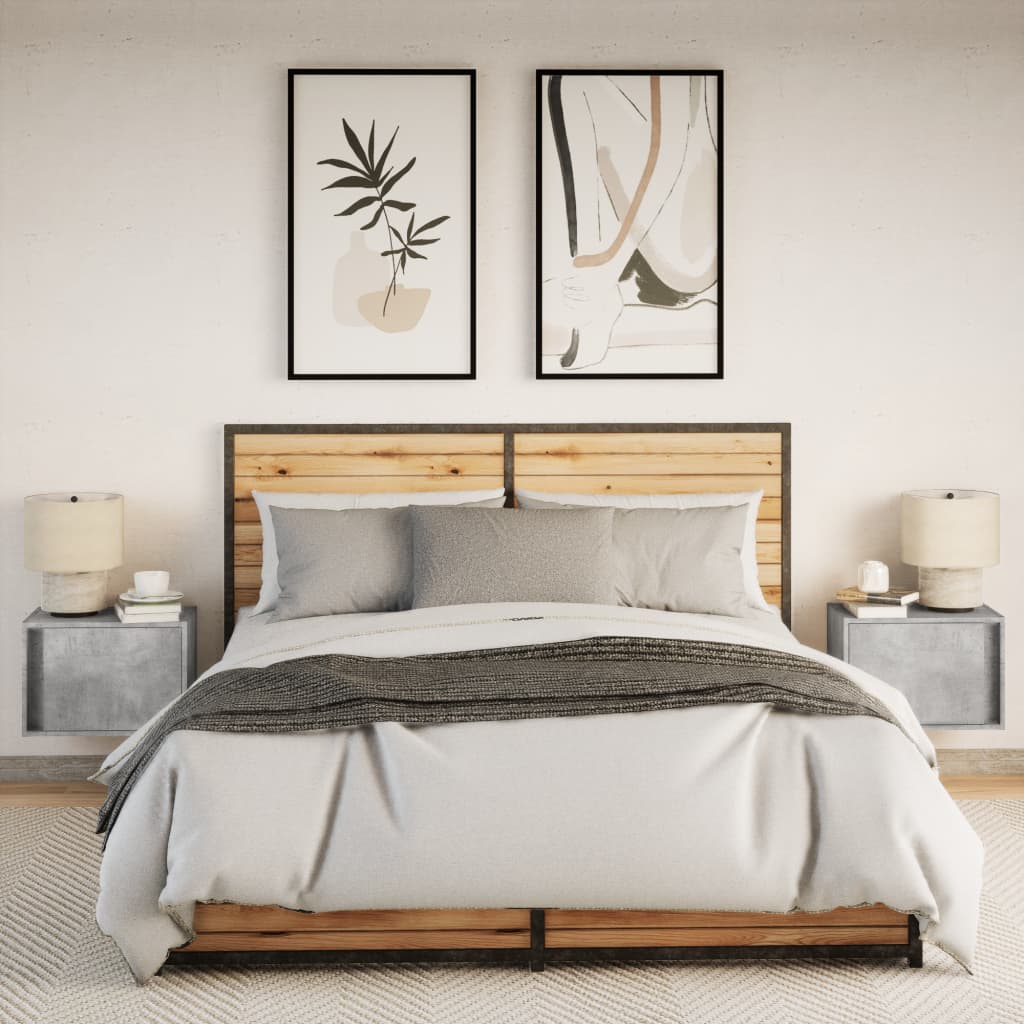 Nachtkastjes met LED's 2 st wandgemonteerd betongrijs is nu te koop bij PeponiXL, paradijselijk wonen!