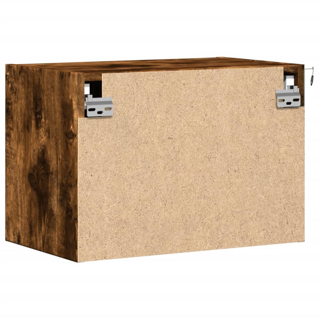 Nachtkastje met LED's wandgemonteerd gerookt eikenkleurig is nu te koop bij PeponiXL, paradijselijk wonen!