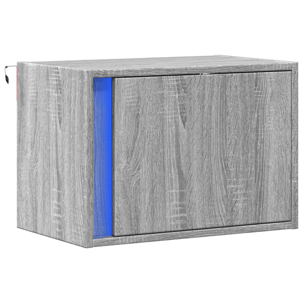 Nachtkastje met LED's wandgemonteerd grijs sonoma eikenkleurig is nu te koop bij PeponiXL, paradijselijk wonen!