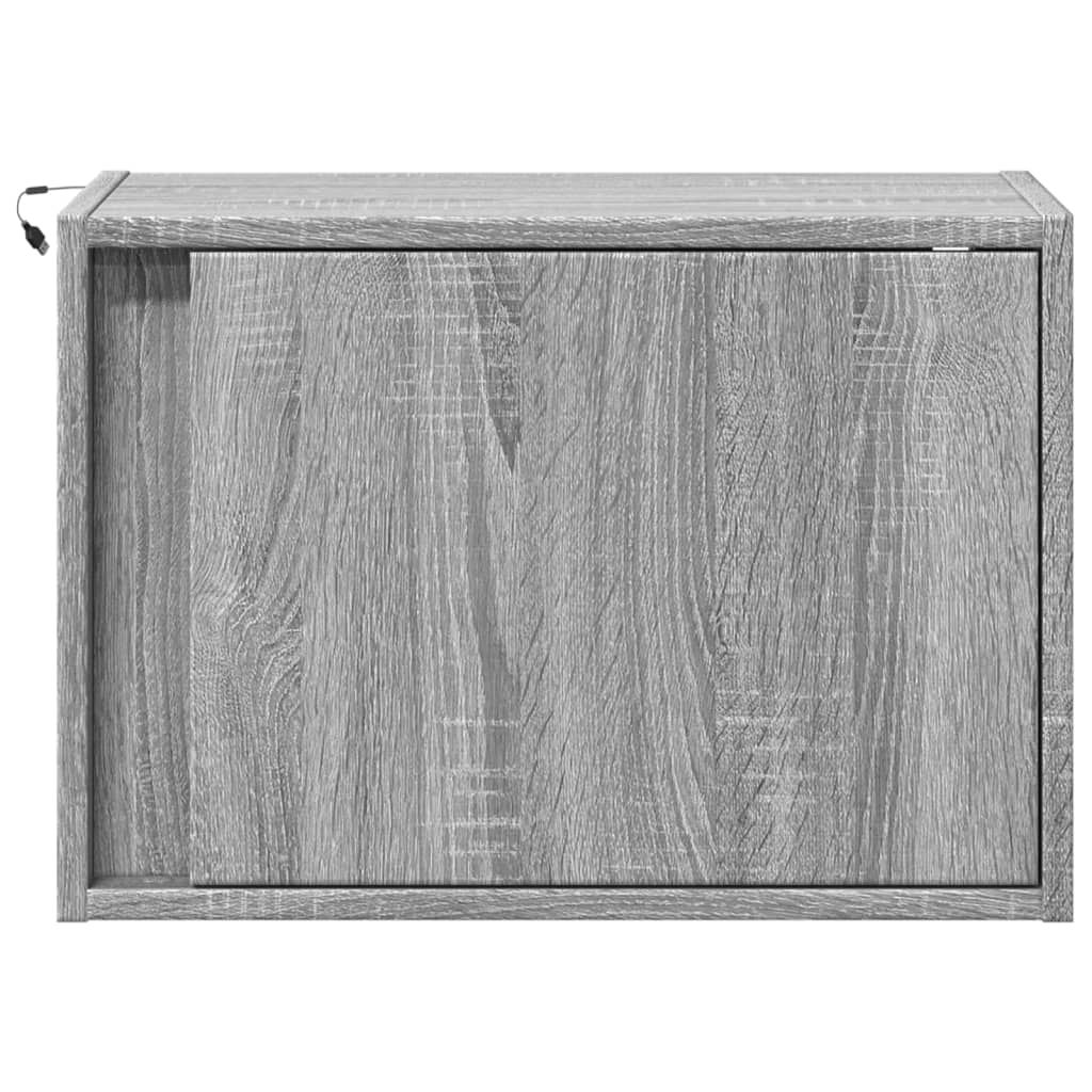 Nachtkastje met LED's wandgemonteerd grijs sonoma eikenkleurig is nu te koop bij PeponiXL, paradijselijk wonen!