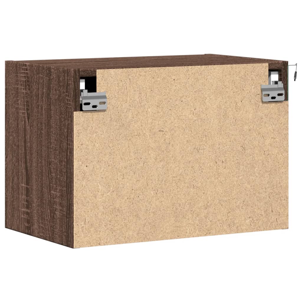 Nachtkastje met LED's wandgemonteerd bruin eikenkleur is nu te koop bij PeponiXL, paradijselijk wonen!