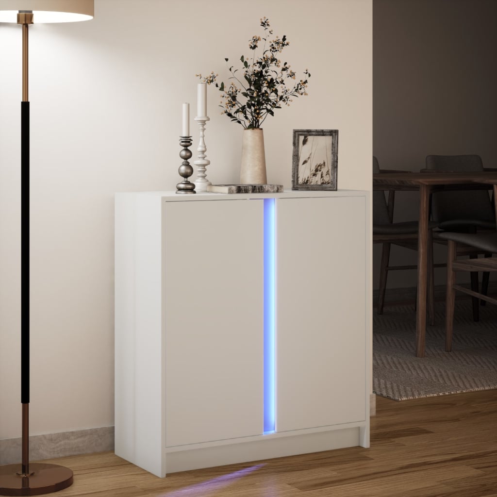 Dressoir met LED 77x34x85 cm bewerkt hout wit is nu te koop bij PeponiXL, paradijselijk wonen!