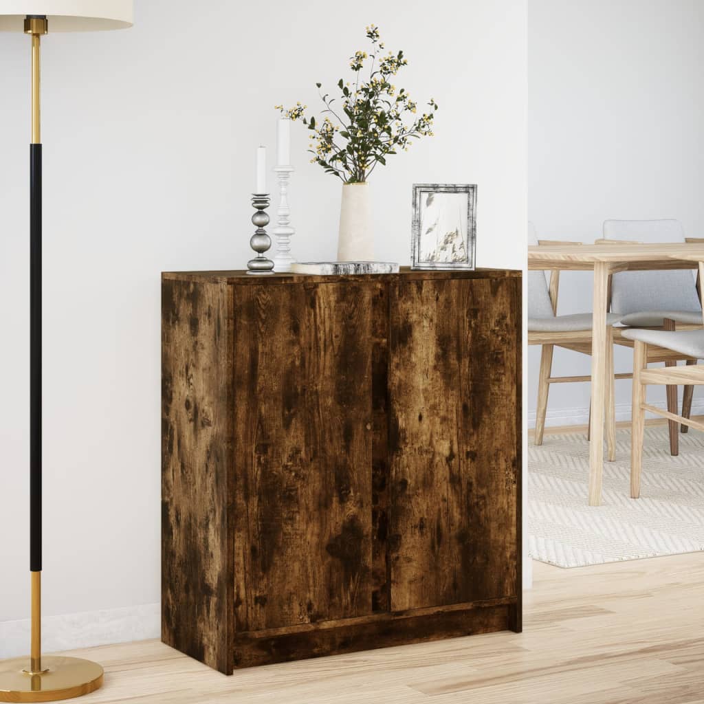 Dressoir met LED 77x34x85 cm bewerkt hout gerookt eikenkleurig is nu te koop bij PeponiXL, paradijselijk wonen!