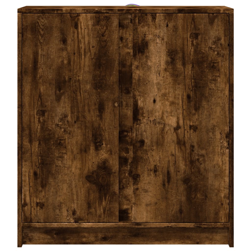 Dressoir met LED 77x34x85 cm bewerkt hout gerookt eikenkleurig is nu te koop bij PeponiXL, paradijselijk wonen!