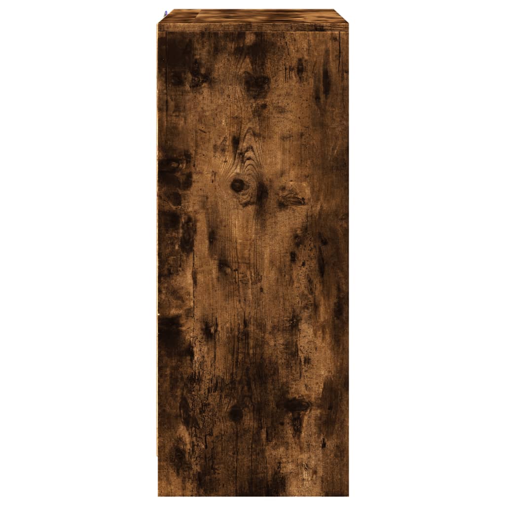 Dressoir met LED 77x34x85 cm bewerkt hout gerookt eikenkleurig is nu te koop bij PeponiXL, paradijselijk wonen!