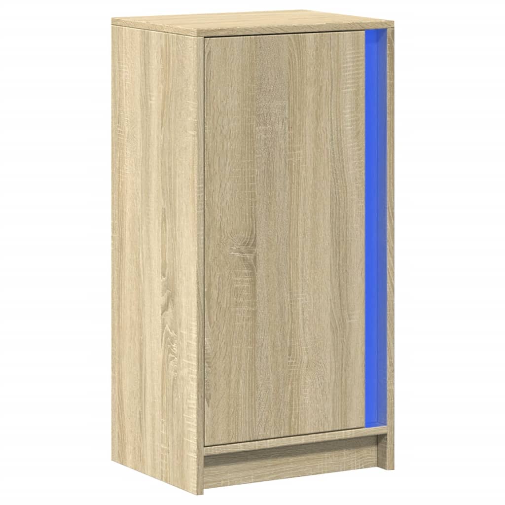 Dressoir met LED 42,5x34x85 cm bewerkt hout sonoma eikenkleurig is nu te koop bij PeponiXL, paradijselijk wonen!