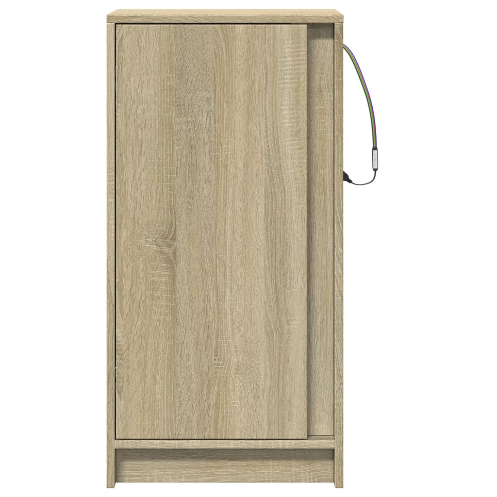 Dressoir met LED 42,5x34x85 cm bewerkt hout sonoma eikenkleurig is nu te koop bij PeponiXL, paradijselijk wonen!