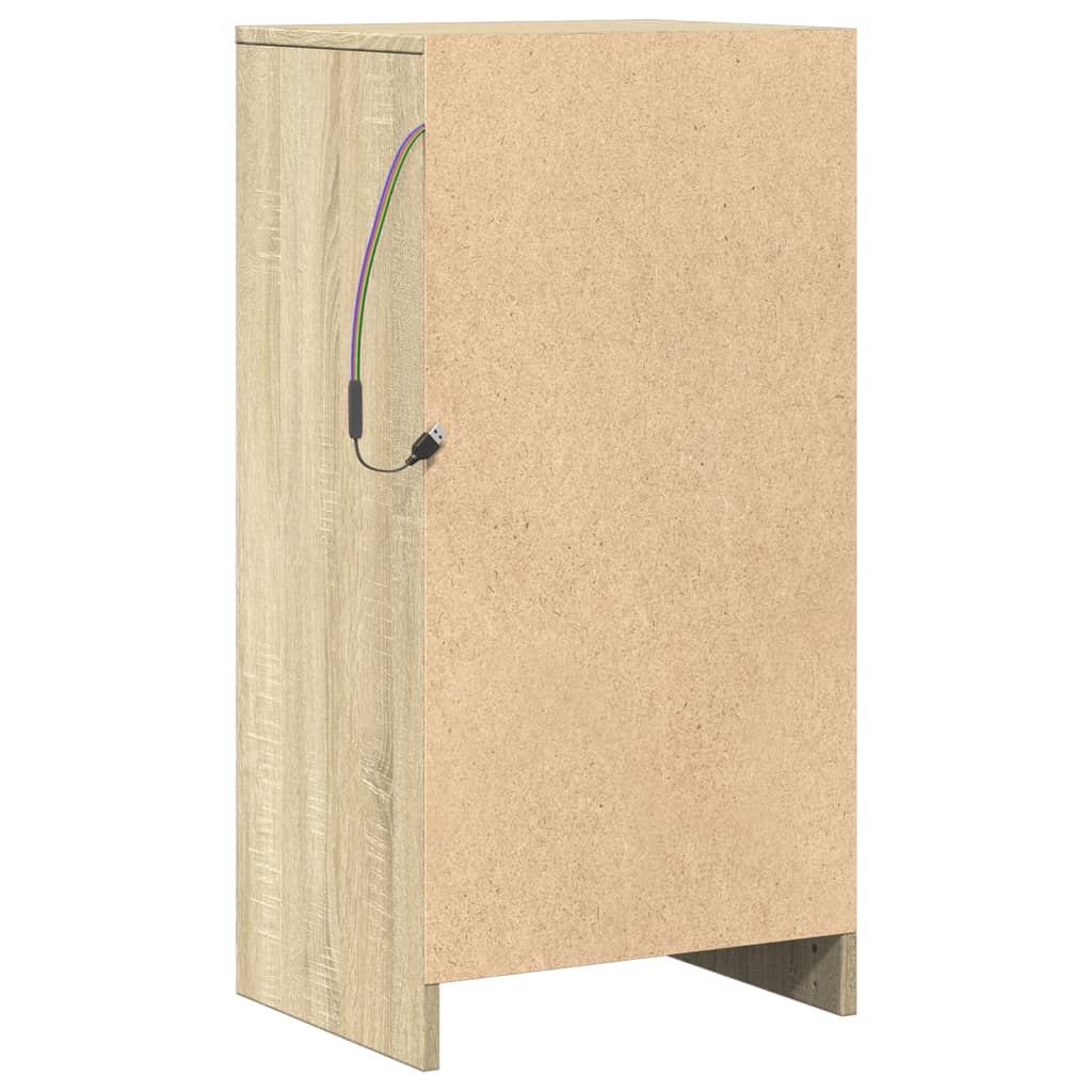 Dressoir met LED 42,5x34x85 cm bewerkt hout sonoma eikenkleurig is nu te koop bij PeponiXL, paradijselijk wonen!