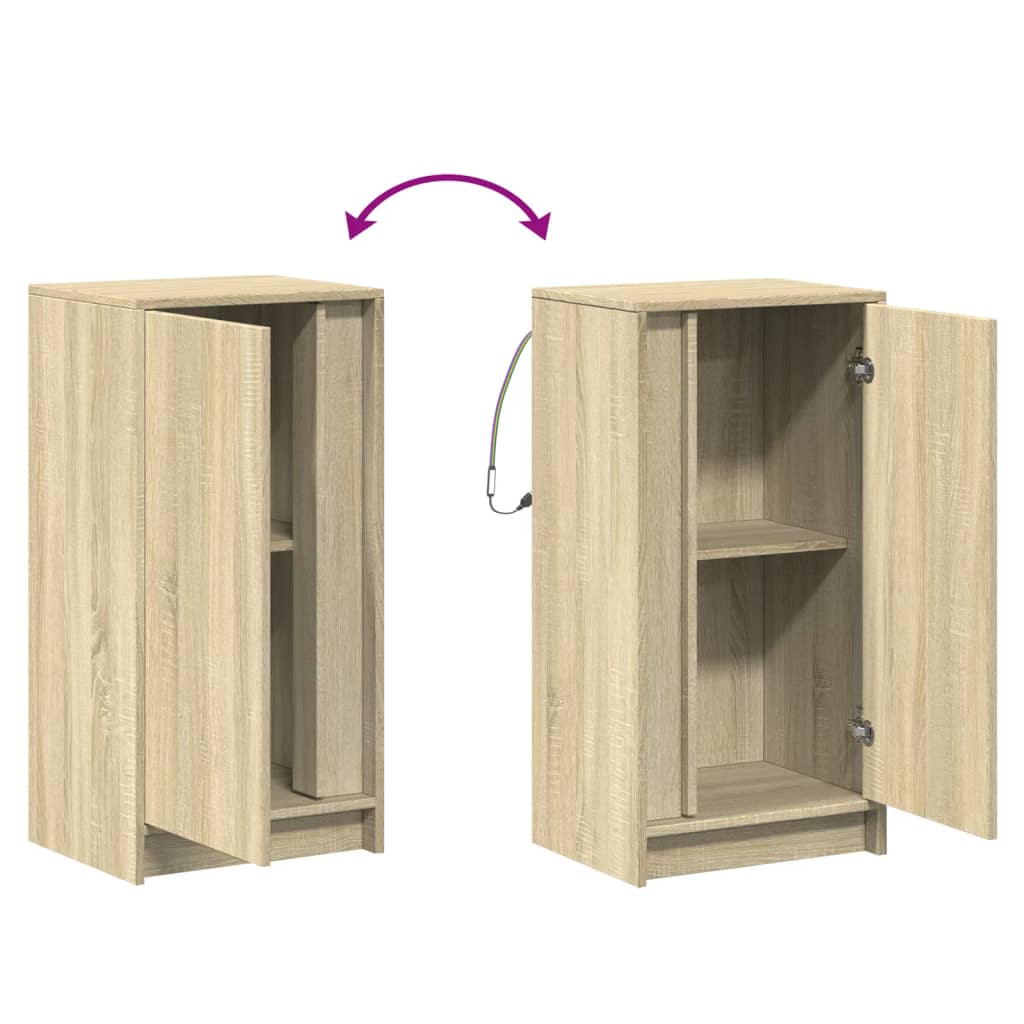 Dressoir met LED 42,5x34x85 cm bewerkt hout sonoma eikenkleurig is nu te koop bij PeponiXL, paradijselijk wonen!