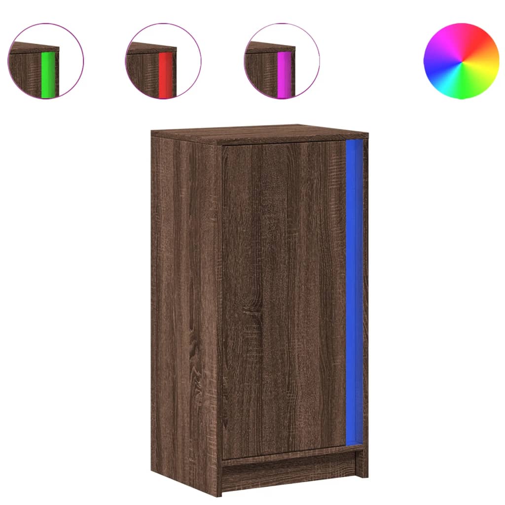 Dressoir met LED 42,5x34x85 cm bewerkt hout bruin eikenkleur is nu te koop bij PeponiXL, paradijselijk wonen!