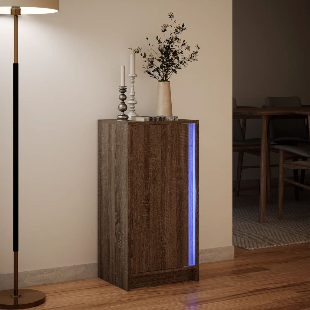 Dressoir met LED 42,5x34x85 cm bewerkt hout bruin eikenkleur is nu te koop bij PeponiXL, paradijselijk wonen!
