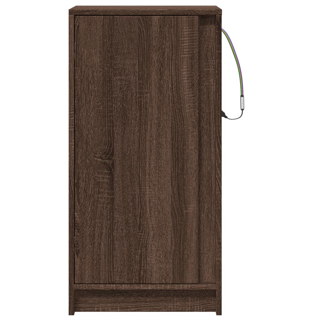 Dressoir met LED 42,5x34x85 cm bewerkt hout bruin eikenkleur is nu te koop bij PeponiXL, paradijselijk wonen!