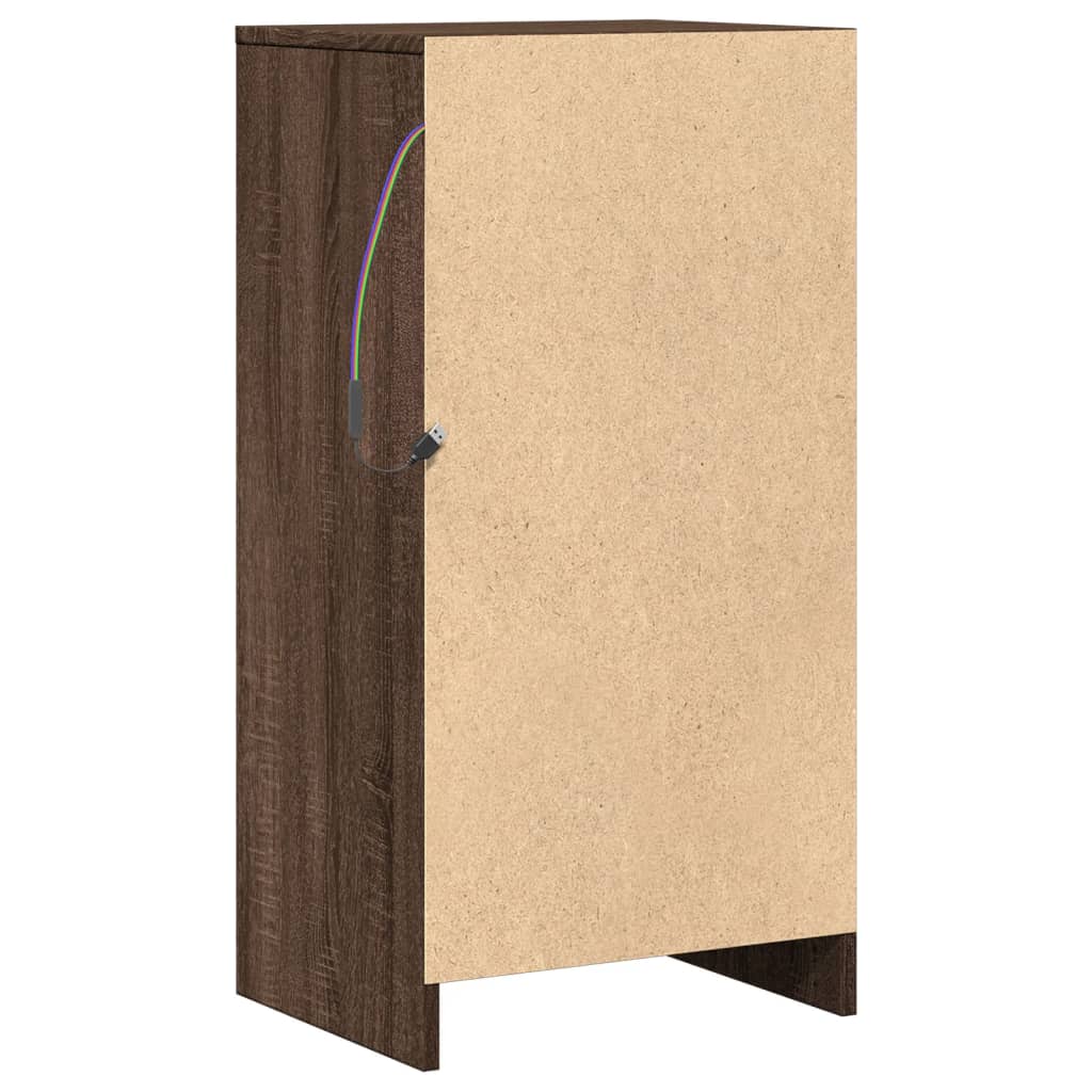 Dressoir met LED 42,5x34x85 cm bewerkt hout bruin eikenkleur is nu te koop bij PeponiXL, paradijselijk wonen!