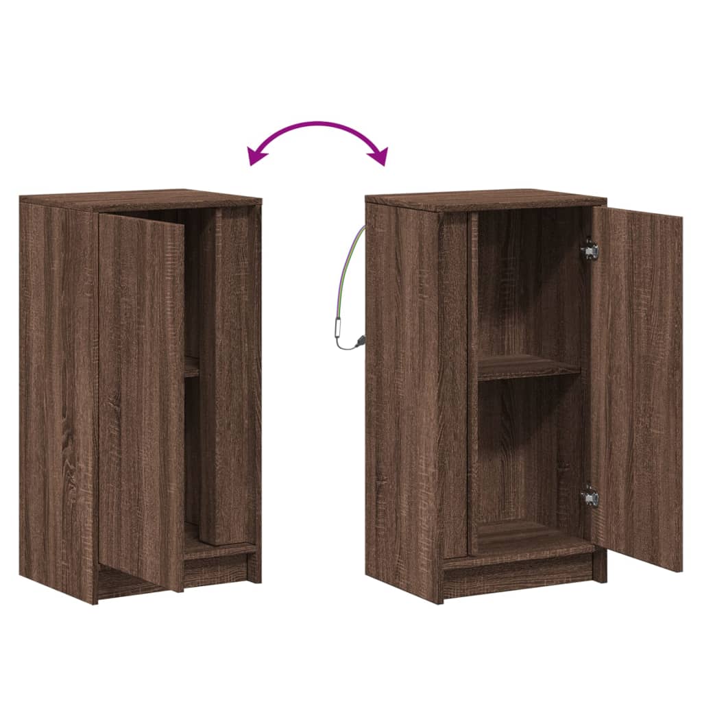 Dressoir met LED 42,5x34x85 cm bewerkt hout bruin eikenkleur is nu te koop bij PeponiXL, paradijselijk wonen!