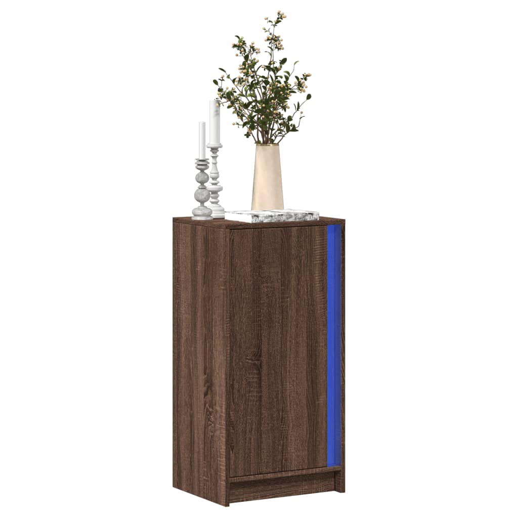 Dressoir met LED 42,5x34x85 cm bewerkt hout bruin eikenkleur is nu te koop bij PeponiXL, paradijselijk wonen!