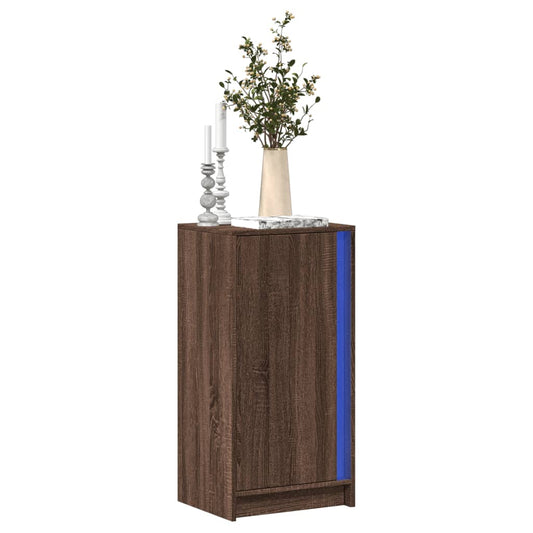 Dressoir met LED 42,5x34x85 cm bewerkt hout bruin eikenkleur is nu te koop bij PeponiXL, paradijselijk wonen!