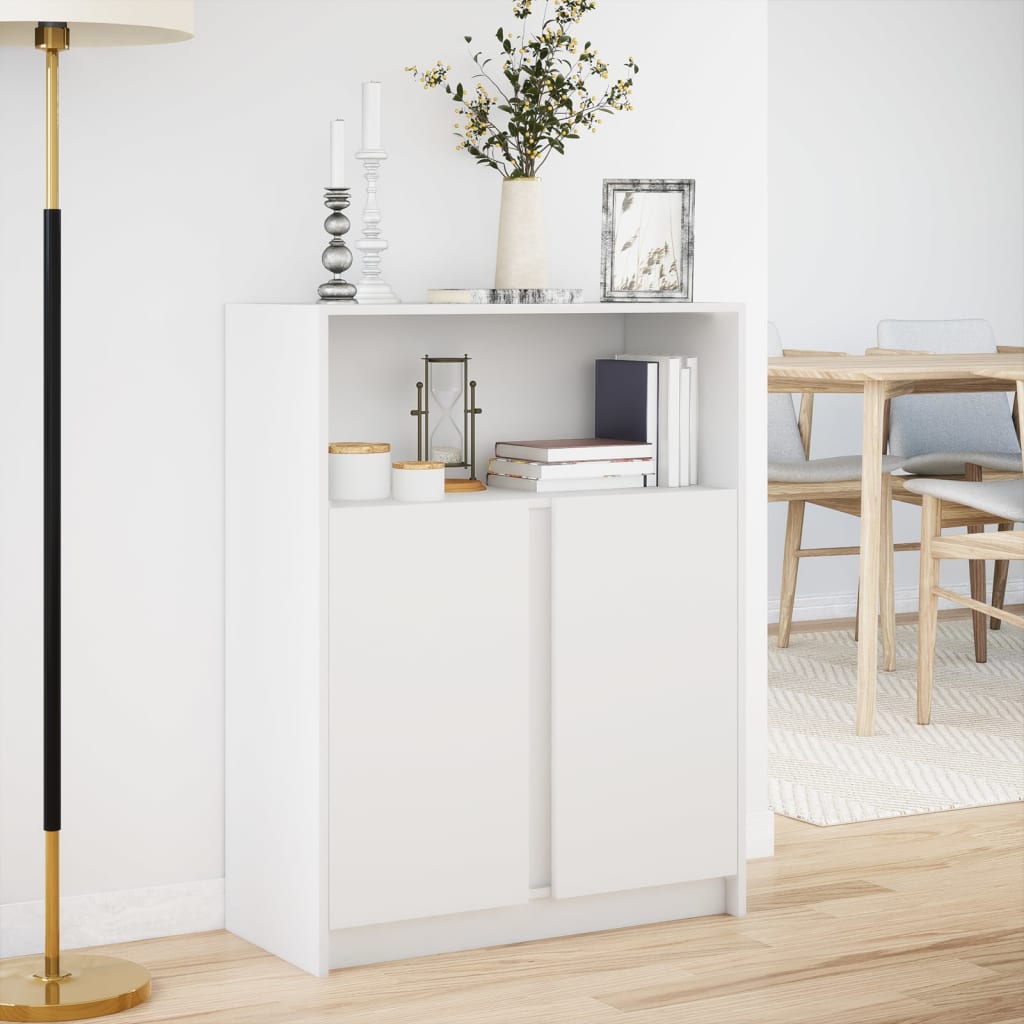 Dressoir met LED 77x34x100 cm bewerkt hout wit is nu te koop bij PeponiXL, paradijselijk wonen!