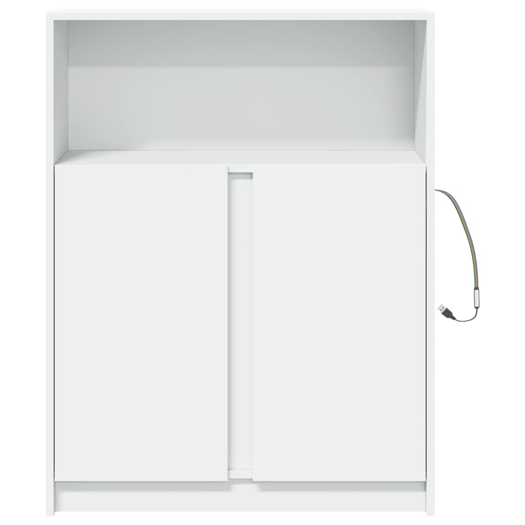Dressoir met LED 77x34x100 cm bewerkt hout wit is nu te koop bij PeponiXL, paradijselijk wonen!