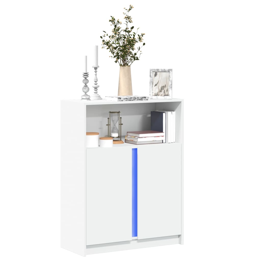 Dressoir met LED 77x34x100 cm bewerkt hout wit is nu te koop bij PeponiXL, paradijselijk wonen!