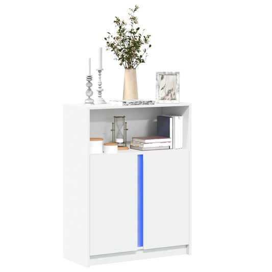 Dressoir met LED 77x34x100 cm bewerkt hout wit is nu te koop bij PeponiXL, paradijselijk wonen!